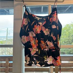 Black floral, crossover Tank top
